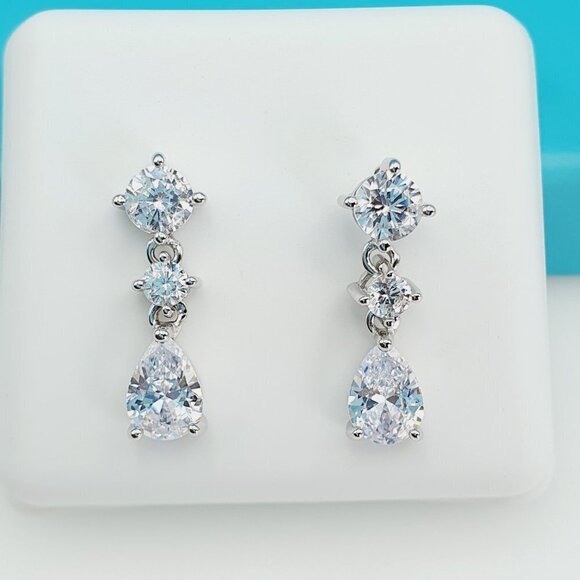 925 Sterling Silver CZ Beautiful Earrings for Women, 1USPAR4248 - Picture 1 of 11